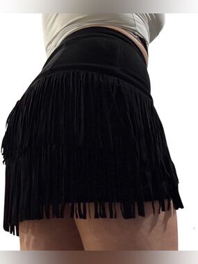 Altar'd State Black Fringe Mini Skirt